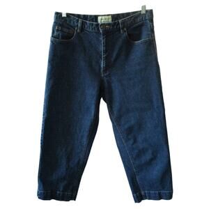 Eddie Bauer Women's Mid Rise Straight Leg Dark Wah Blue Jean Capri's Size 12